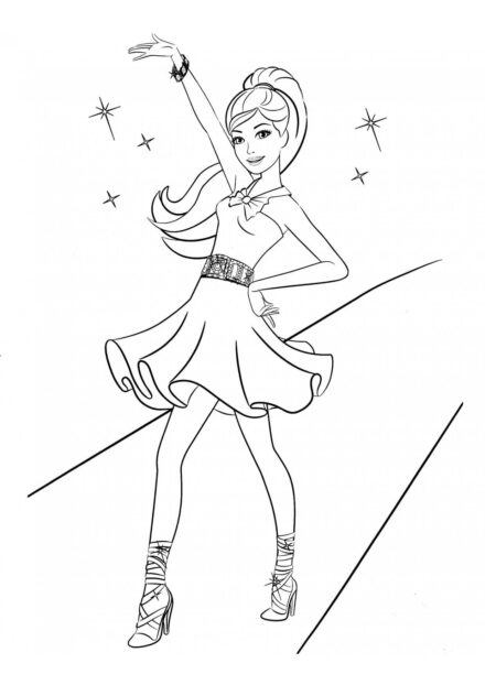 Barbie on a Walk Colouring Page