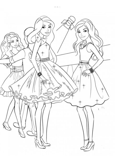 Barbie with Her Friends Colouring Page