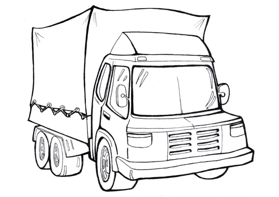 Colouring Page Box Van