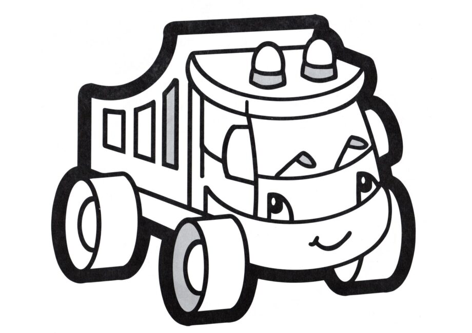 Colouring Page Cute Toy Lorry