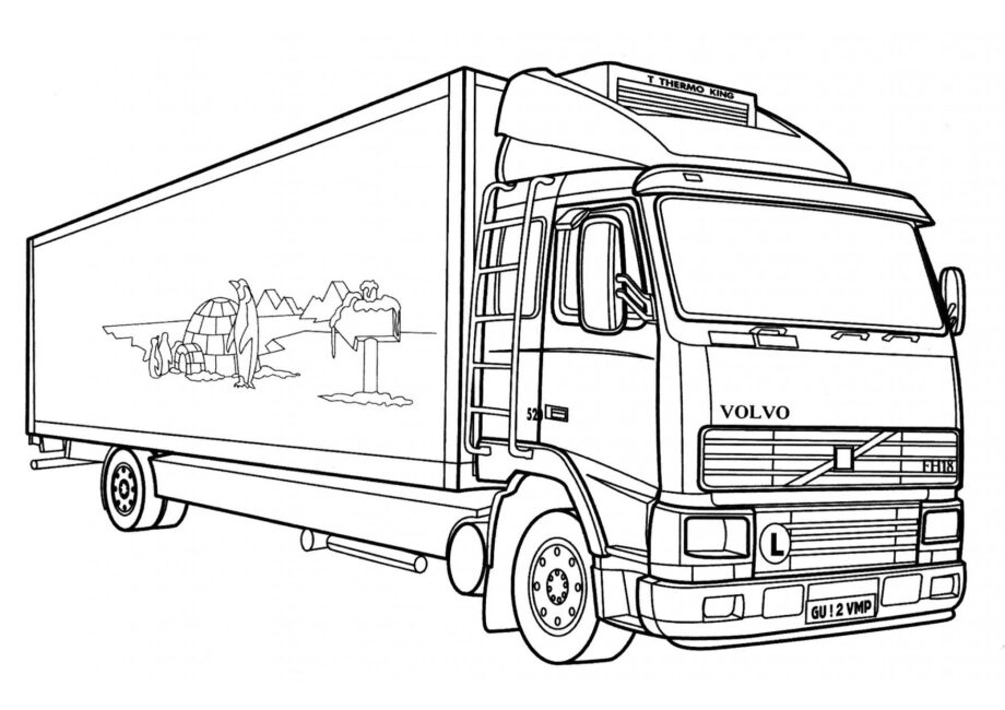 Colouring Page Volvo FH-16 Reefer Truck