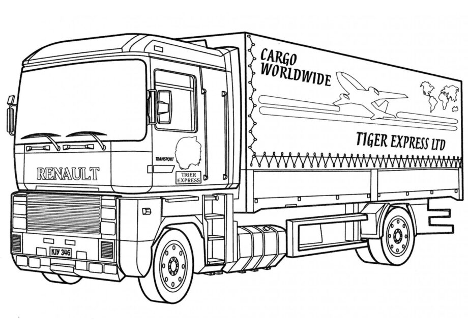 Colouring Page Tiger Express Truck