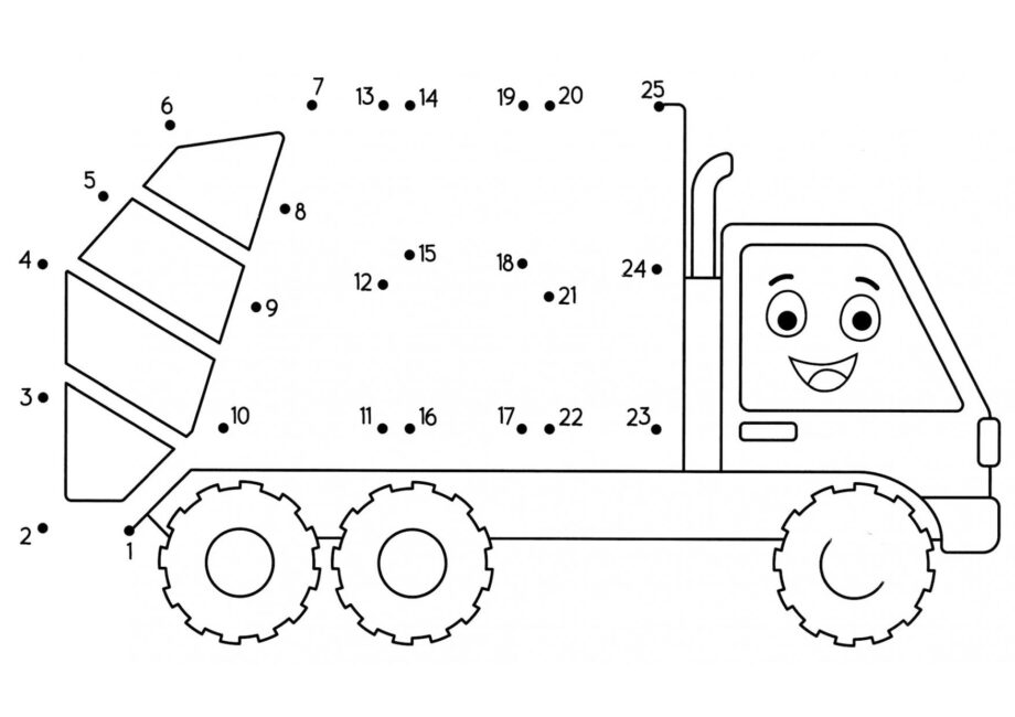 Colouring Page Green Bin Lorry