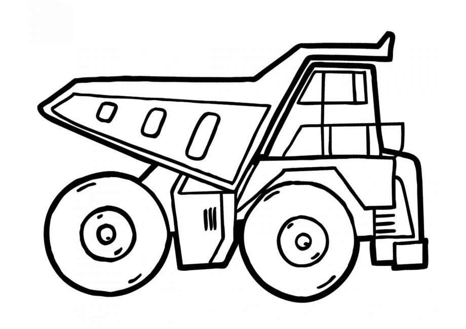 Colouring Page Truck with Large Wheels