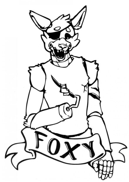 Foxy with Hook Colouring Page