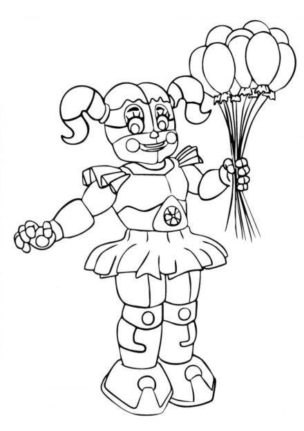 Baby with Balloons Colouring Page