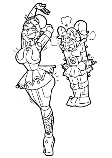 Ballora and Baby Colouring Page