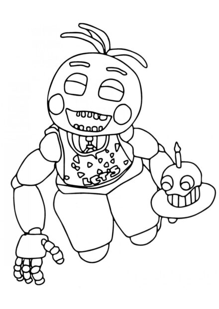 Smiling Chica Hen Colouring Page