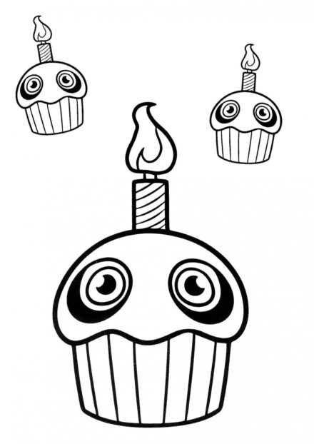 Mr Cupcake with Candle Colouring Page