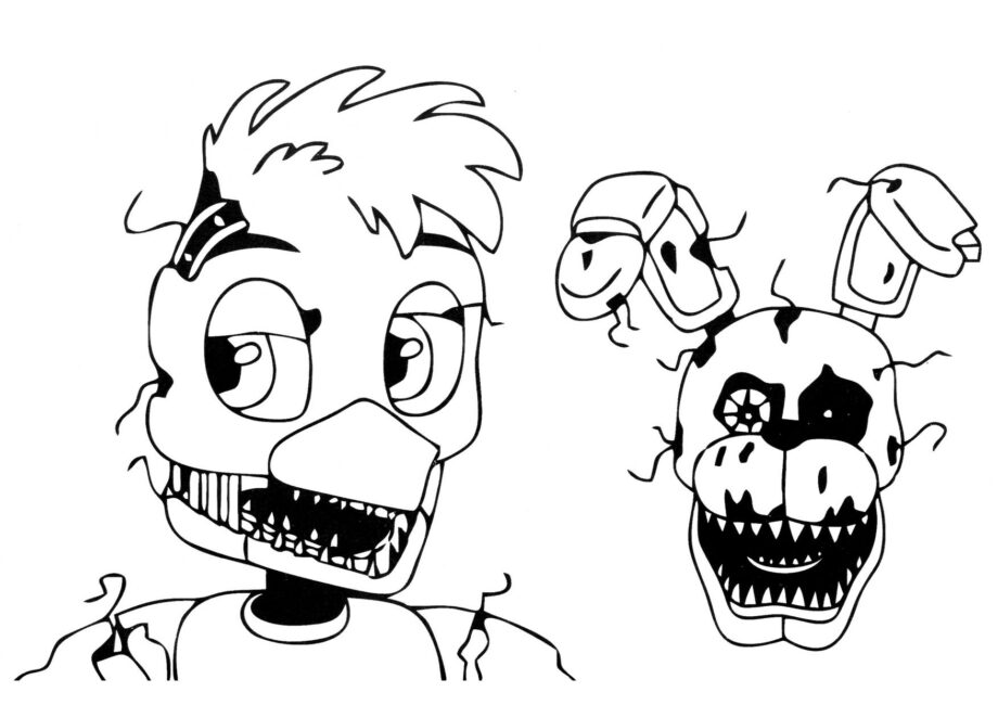 Chica and Bonnie from FNAF Colouring Page