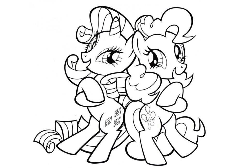 Colouring Page Rarity and Pinkie Pie