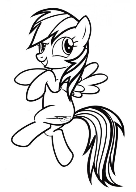 Colouring Page Pony Rainbow Dancing