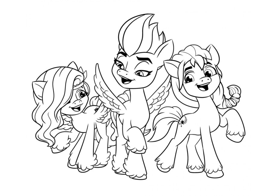 Colouring Page Little Pony Friends