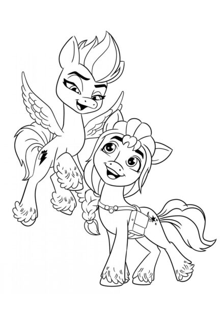 Colouring Page Pegasus and Pony Friends