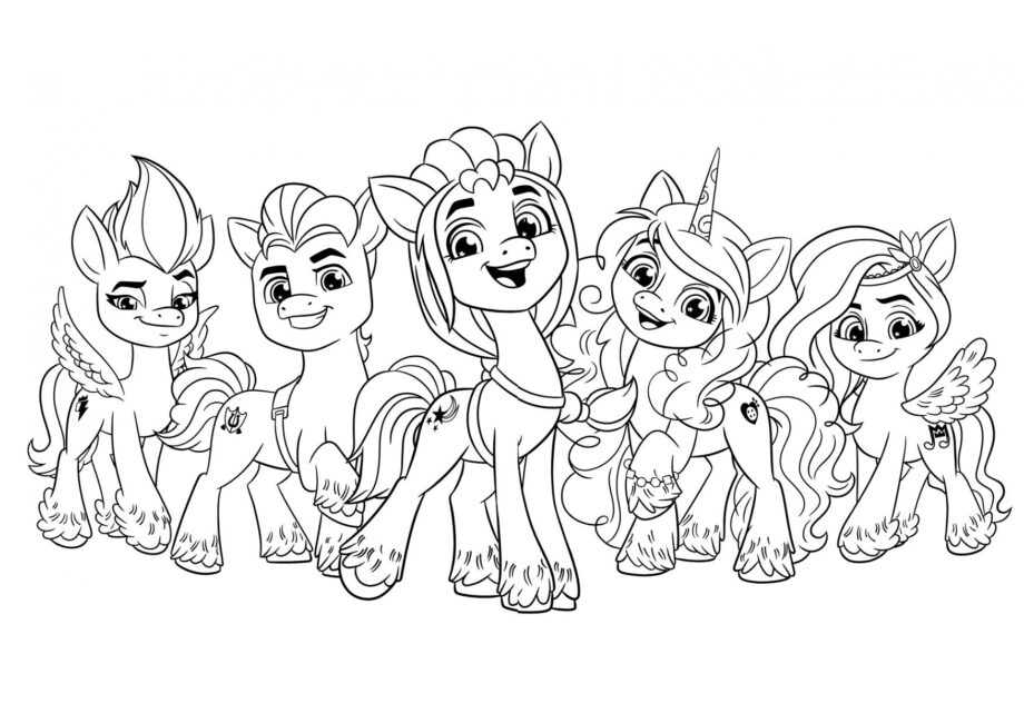 Colouring Page All Ponies Together