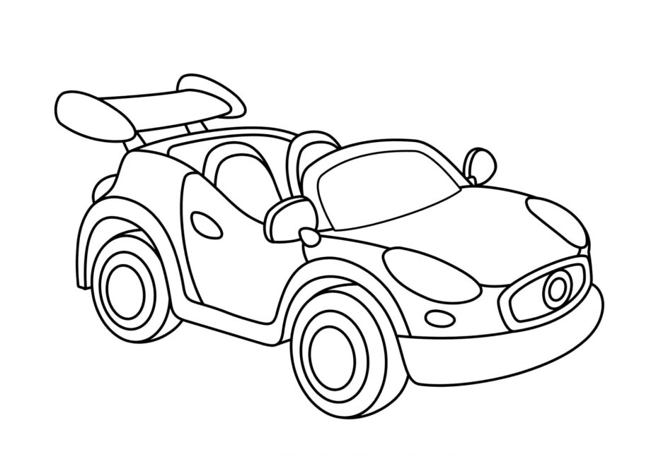 Colouring Page Racing Car with Spoiler