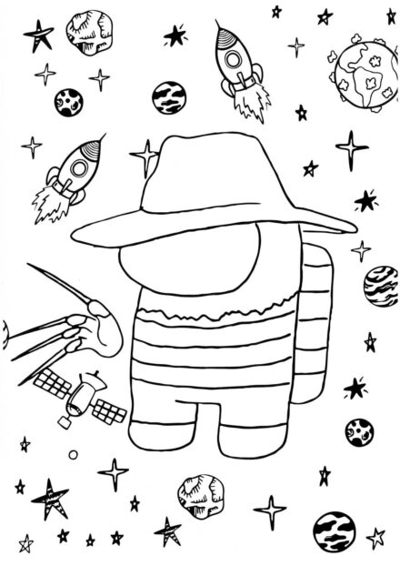 Among Us Colouring Page - Freddy Krueger