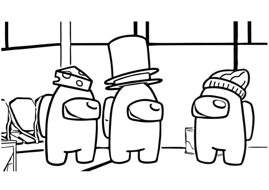 Among Us Colouring Page with Cheese Hat