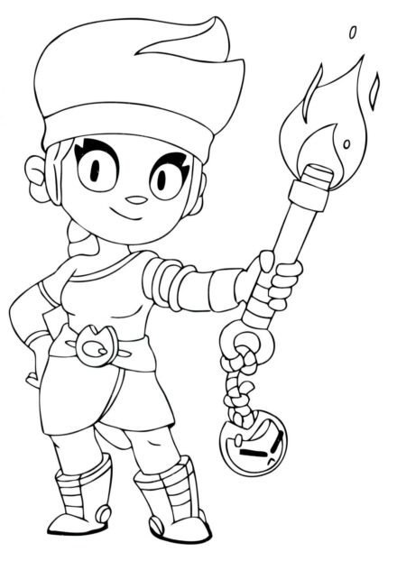 Colouring Page Amber with Torch