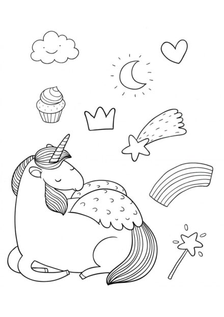 Colouring Page: Dreaming Unicorn