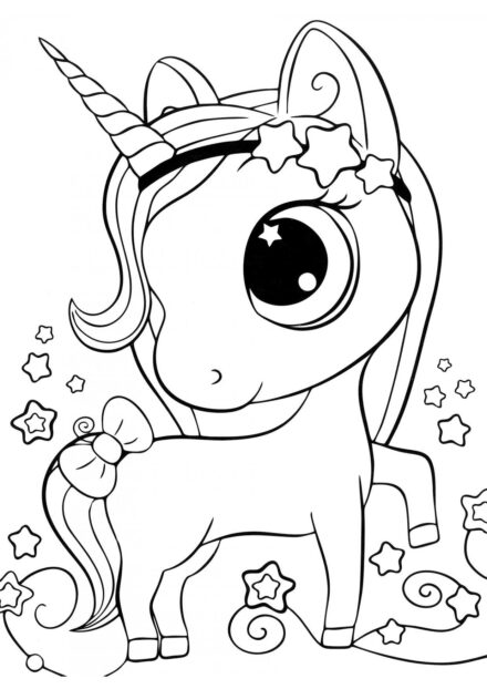 Colouring Page: Unicorn with a Bow