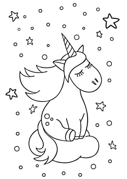 Colouring Page: Unicorn in the Night Sky