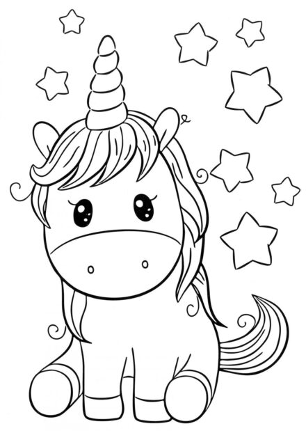 Colouring Page: Cute Little Unicorn