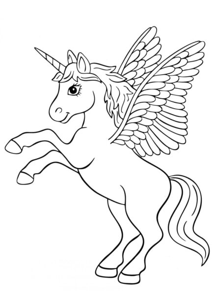 Colouring Page: Jumping Unicorn