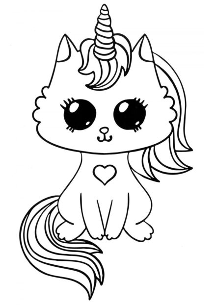 Colouring Page: Little Unicorn and Kitty