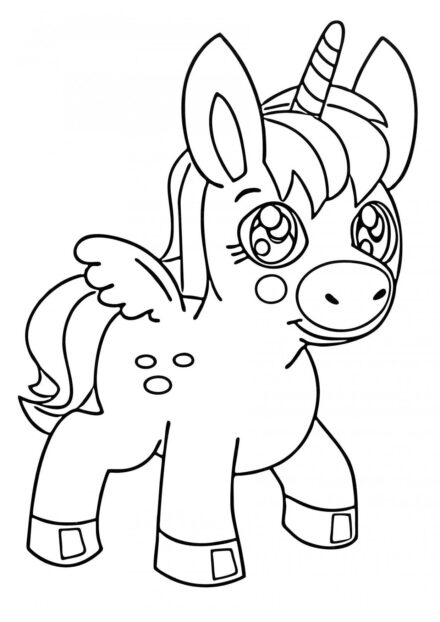 Colouring Page: Adorable Little Unicorn