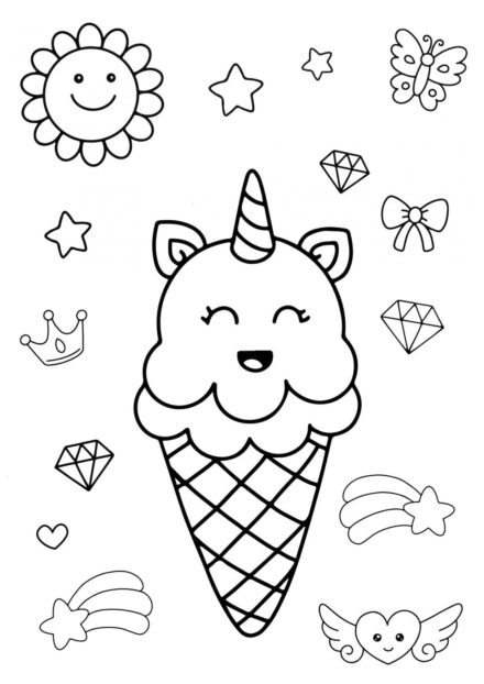 Colouring Page: Ice Cream Unicorn