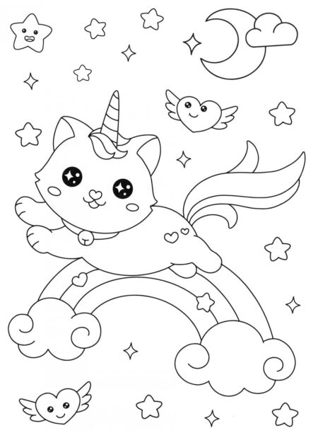 Colouring Page: Flying Kittycorn