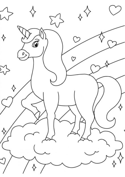 Colouring Page: Unicorn on a Cloud