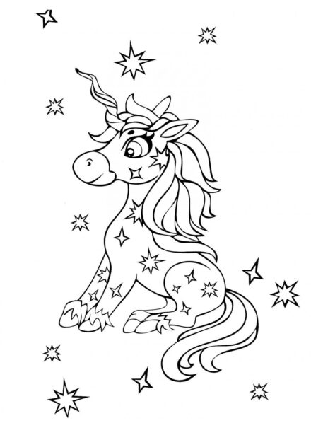 Colouring Page: Starry Unicorn