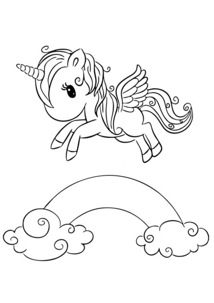 Colouring Page: Unicorn with Wings