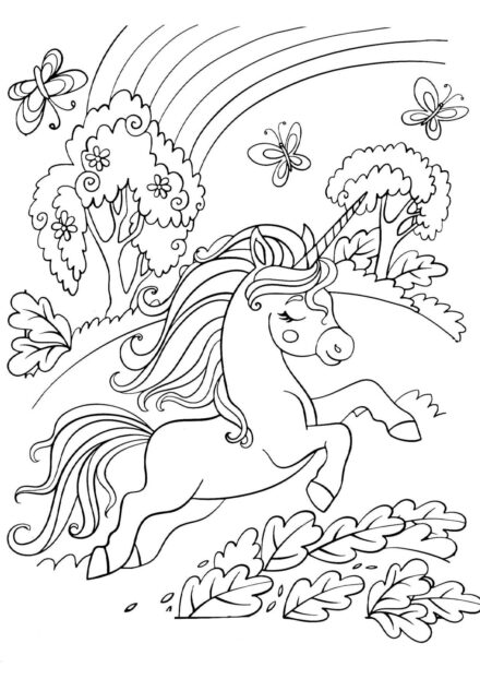 Colouring Page: Unicorn in the Enchanted Forest