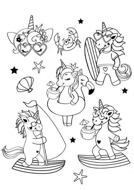 Colouring Page: Unicorns by the Sea