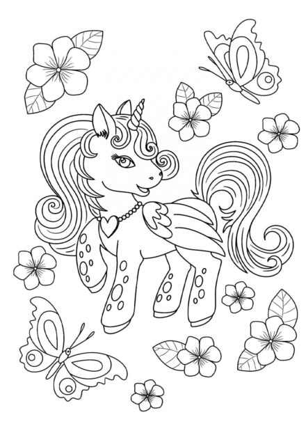 Colouring Page: Unicorn Trotting