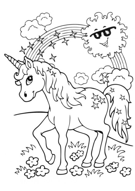 Colouring Page: Unicorn Under the Sun