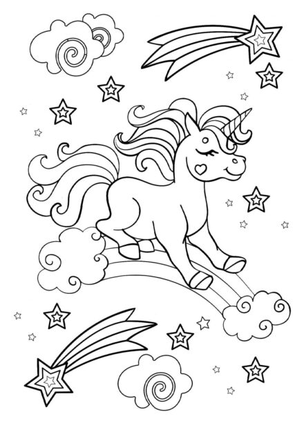 Colouring Page: Galloping Unicorn