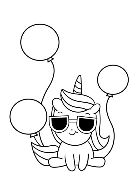 Colouring Page: Cool Unicorn