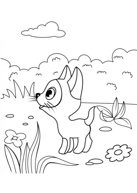 Colouring Page: Kitten Gav Strolling