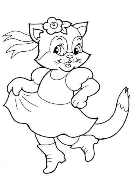 Colouring Page: Dancing Kitty