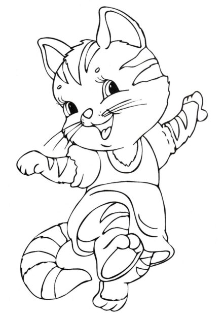 Colouring Page: Dancing Cat