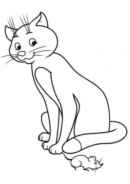 Colouring Page: Cat and Little Mouse