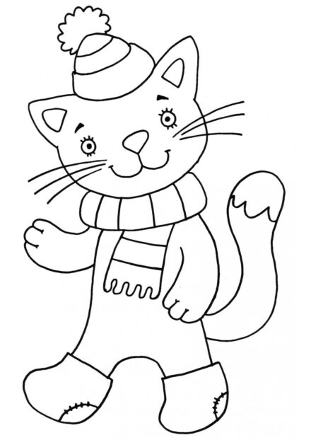 Colouring Page: Kitty in a Hat