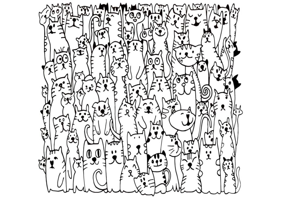 Colouring Page: Cat's Feast