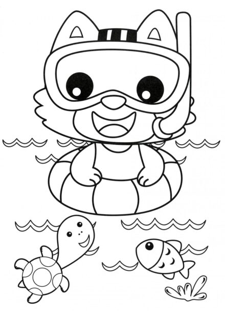 Colouring Page: Kitten at the Seaside