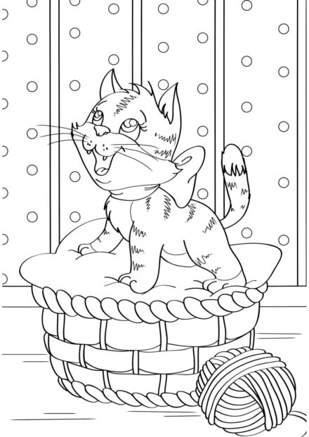 Colouring Page: Kitten on the Lounger