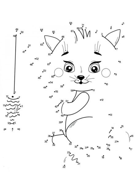 Colouring Page: Kitten Catching Fish